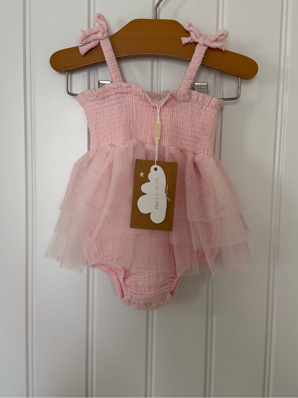 🩰NWT Angel Dear Organic Muslin Tutu Bubble Romper Pink Size 0-6M Baby Girl 🩰